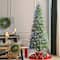Glitzhome® 9ft Pre-Lit Green Cashmere Slim Pine Artificial Christmas Tree, Multicolor LED Lights